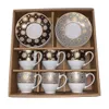 Small Porcelain Arab Gold Coffee Cups and Saucers 6pcs Turkish Espresso Tea Cup Dish Set