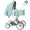 Nieuwe kinderwagen 2 in 1 Groene kinderwagen gevouwen kinderwagen Luxe kinderwagen voor baby reizen kinderwagen Roze baby auto lichtgewicht L230625