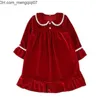 Pyjamas Winter Boutique Velvet Fabric Red Kids Clothes PJs With Lace Toddler Boys Set Pyjamas Girl Baby Sleepwear 220110 Z230701