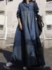 Urban Sexy Dresses Chicever Vintage ColorBlock Long Dress for Women Lapel Half Sleeve Loose Midje Patchwork Maxi Female Spring Clothes 230630