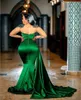 Vestidos de Baile Árabe Aso Ebi Verde Escuro Sereia Vestidos de Noite Transparente Manga Longa Apliques de Renda Gola Joia Festa Segunda Recepção Veste Plus Size BC14459