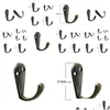 Hooks Rails Wholesale Single Prong klädrockrock Robe Purse Hath Hook Hanger Antik brons 3,4 cm x 1,4 cm1 3/8 4/8 30pcs D DHSLM