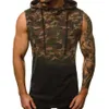 Men Bodybuilding Tank Tops Gyms Fitness Workout Sleeveless Hoodies Man Slim Casual Camouflage Hooded Vest Male Camo Clothing274Q