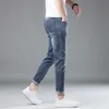 Мужские джинсы дизайнер Весна / Лето Легкая роскошь Корейская версия Тонкие эластичные ножки Slim Fit Брендовые европейские укороченные брюки 1P3S