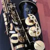 Klassisches Altsaxophon 803, Eb-Ton, Messing vernickelt, schwarzer Korpus, goldene Tasten, Jazzinstrument mit Zubehör