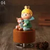 Fabric Little Prince Clockwork Rotation Round Base Musical Boxes Wooden Music Box Wood Crafts Retro Gift Home Decoration Accessories