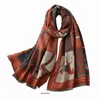 H Hem Butik Plush Scarf On Sale Autumn and Winter New Scarf Women's Thicked Warm Korean Edition Carriage Print Fashion Imitation Cashmere Extended Shawl