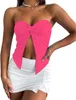 Kvinnors tankar Y2K Fashion Twist Front Tube Top Axless Sleeveless Solid Cut-Out Midriff Crop Tops Tank Top