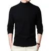 Men's T Shirts Sweater Warm Half Turtleneck Solid Color Pullover Fashion Thickening Middle aged Long sleeved Top pullover 230630