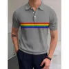 Polos Polos Rainbow Gradient Art Print Polo Shirt 3D Drukuj Casual Summer Shirts