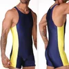 Mannen Full Body Maillots Zwempak Een stuk Badmode Atleet Pak Gym Man Worstelen Singlet190f