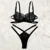 Thongs V-String Panties Transparent Bra set Lingerie set Floral Lace Bralette Summer Sexy Sets Ladies Panty Underwear 210820249N