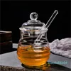 Storage Bottles Jars 300ml Glass Honey Jar High Borosilicate Pot With Dipper Spoon Small Kitchen Container For Syrup