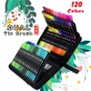 Marker Aquarell Pinsel Stift 72120 Farbige Dual Spitze Kunst Filz Stifte Skizzenbücher Für Zeichnung Schreibwaren Liefert 230630