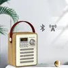 Radyo FM Radyo Retro Ahşap Kutu Saplı Radyo, Bluetooth Hoparlör İşlevi ile