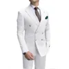 Abiti da uomo Blazer Moda Uomo Bianco Slim Fit 2 Pezzi Doppio Petto Elegante Uomo Formale Set da Sposa Costume Homme 230630