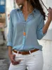 Kvinnors blusar skjorta elegant solid chiffong blus vår sommar avslappnad långärmad v hals lösa skjorta kontor lady tunics överdimensionerade toppar 2023 230630