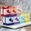 Gift Wrap 50Pcs Love Heart Candy Boxes With Ribbon Favors Gifts Box Christening Baby Shower Wedding Souvenirs Gifts for Guest Party Supply 230630