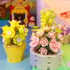 Block Succulents Artificial Plants Bouquet Building Blocks Blossom Plant Flowers Block Home Decor Toy Children Gifts Gifts R230701