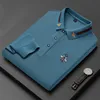 Polo Masculino 2023 Camisa Pólo de Algodão Manga Longa Bordado Moda Camisas Casual Bottom 230630