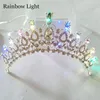 Wedding Hair Jewelry Luminous Crowns for Women Party Prom Hair Jewelry LED Light Austria Bridal Crown Wedding Crystal Tiara Headpiece 230630