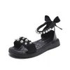 Sandały Flat Kids Bow dzieci Summer Summer Freading Beach 2023 Księżniczka Fashion Pearl School Roman Buty 230630