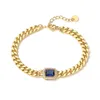 Colorful Square Zircon Charm Bracelet Gold Plated Cuban Link Chain Bracelets for Gift