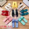 Designer Frauen Chunky Gummi Hausschuhe Gelee Sandalen High Heels Sandale Sommer Dicke Unterseite Slipper Strand Folien Alphabet Rosa Grün Bonbonfarben mit Box T230701