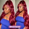 Syntetiska peruker Body Wave Wig Bourgogne Lace Front 13x4 13x6 HD Frontal 360 Full Human Hair Pre Plucked 99J Red Colored 230630