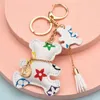 Designers Keychain Luxury Plaid Bear Keychain Classic Exquisite Designer Leather Car Keyring Zinc Alloy Unisex Lanyard