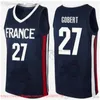 Equipo de la Copa del Mundo de 2019 Camiseta de baloncesto de Francia Frank Ntilikina 1 Nicolas Batum 5 Rudy Gobert 27 Evan Fournier 10 Nando De Cole 12 Amath Mbaye