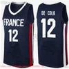 2019th World Cup Team France Basketball Jersey Frank Ntilikina 1 Nicolas Batum 5 Rudy Gobert 27 Evan Fournier 10 Nando De Cole 12 Amath Mbaye