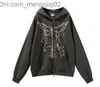 Women Sweatshirts Women's Hoodies Sweatshirts Y2K Gothic Skeleton Print Hoodie Women Harajuku Hip Hop Oversized Zipper Jacket Z230701