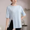 Nova Tiansi Snowflake Sports Top Feminino Loose and Slim Manga Curta T-shirt Running Fiess Cover Up Vestido Sexy Ioga Verão