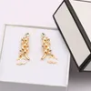 Designers örhänge Stud Letter Famous Women Fashion Rhinestone Round Earring Letter Wedding Party Jewerlry High Quality 18K Gold Plated 20Style