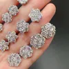 Diamond minął test mężczyzn Kolczyki Stunki 925 Kolczyki Srebrny Srebrny Kwiat Moissanite Fajny prezent