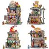 Blocs Mini Hong Kong Food Store Maison Bloc de construction Style chinois Saucisse Nouilles Magasin Poisson de mer Nourriture Ensembles Enfants Jouets Adulte R230701