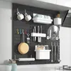 Gardiner DIY PEGBOARD Tillbehör Hängande hylla Lagring Hooks Wall Organizer Ingen stansning Hantverk Organisation för Garage Kitchen Room