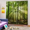 Ensembles de rideaux occultants imprimés forêt de bambous pour chambre à coucher, rideaux de fenêtre pour salon, ombrage 85 % 3D, hauteur 200 cm, largeur 170 cm