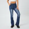 Surdimensionné XXXXL mode femmes évasé Denim pantalon 2023 printemps décontracté couleur unie rétro extensible lavé cloche bas jean