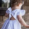 Mädchen Kleider Mädchen Kleider Koreanischen Stil Sommer Säuglings Kleid Fliegende ärmel Baumwolle Leinen geboren Baby Prinzessin Kinder Party 230518 Z230701