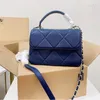 Designer bag shoulder bag luxury handbag channel chain bag classic mini square flip bag women's plaid velvet wallet double letter solid leather