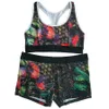 Undershirt shorts two-piece beauty back sexy fitness print yoga suit female swimsuit