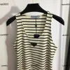 womens designer clothing Slim fitting striped vest girl dress Size S-L high quality Split hem design skirt June28