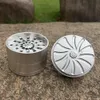 Broyeur à rainures en 4 pièces de 63 mm de hauteur avec logo « Honeypuff » Broyeur à herbes en aluminium avec boîte-cadeau Broyeur à tabac en métal pour cadeau d'herbes