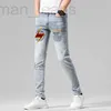 Jeans pour hommes designer 2021 printemps et été mode marque nouvelle jeunesse jeans bleu clair hommes personnalité élastique petits pieds droits pantalons longs hommes T1ZF