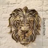 Decorative Objects Figurines Large Lion Head Wall Mounted Art Sculpture Gold Resin Luxury Decor Kitchen Bedroom Dropshippin 230701