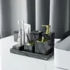 Toothbrush Tree Black Natural Marble Set for Bathroom Toothbrush Holder Soap Dispenser Soap Dish Tray Bathroom Accessories Sets