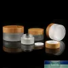 Fashion Frosted Glass Cosmetic Jars Hand/Face/Body Cream Bottles Travel Size 30g 50g 100g with Natural Bamboo Cap PP Inner Cover