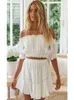 Abito a due pezzi Summer Set Bohemian Casual Beach Gonne 2 pezzi Top in pizzo con spalle scoperte e gonna corta a pieghe 230630